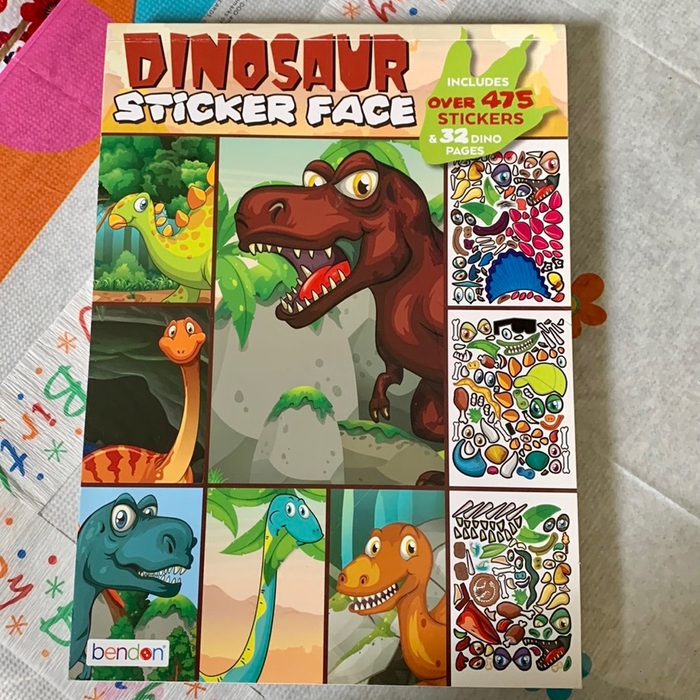 Bendon Dinosaur Create a Face Sticker Pad - Picture 3 of 9